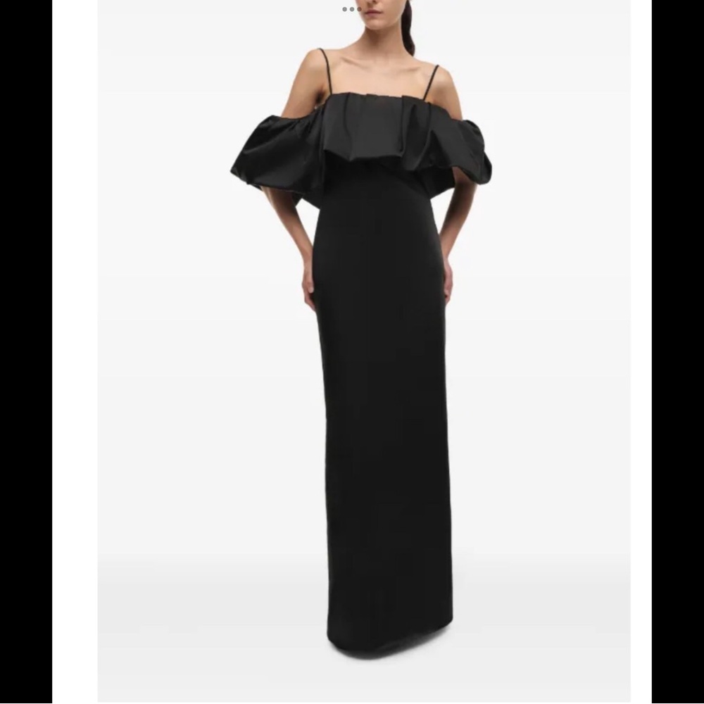 Jonathan Simkhai Black Strapless Ruffle Evening Gown